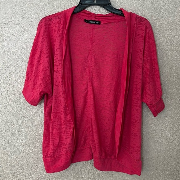 Women’s Plus Size Maurice’s Semi Sheer Open Cardigan, Size 1/1X, Pink - Picture 1 of 4